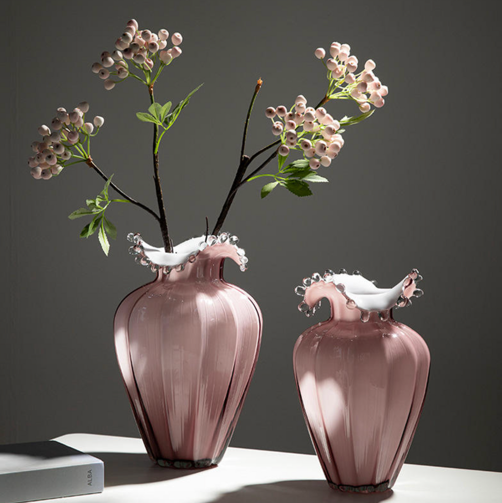 Pink Grape Water Droplet Glass Vase