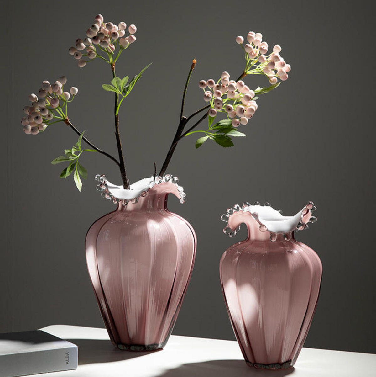 Pink Grape Water Droplet Glass Vase