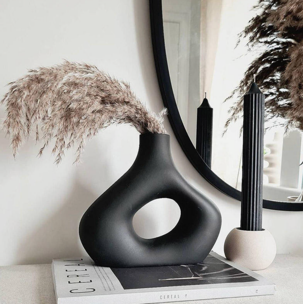 Nordic Black & White Ceramic Vase