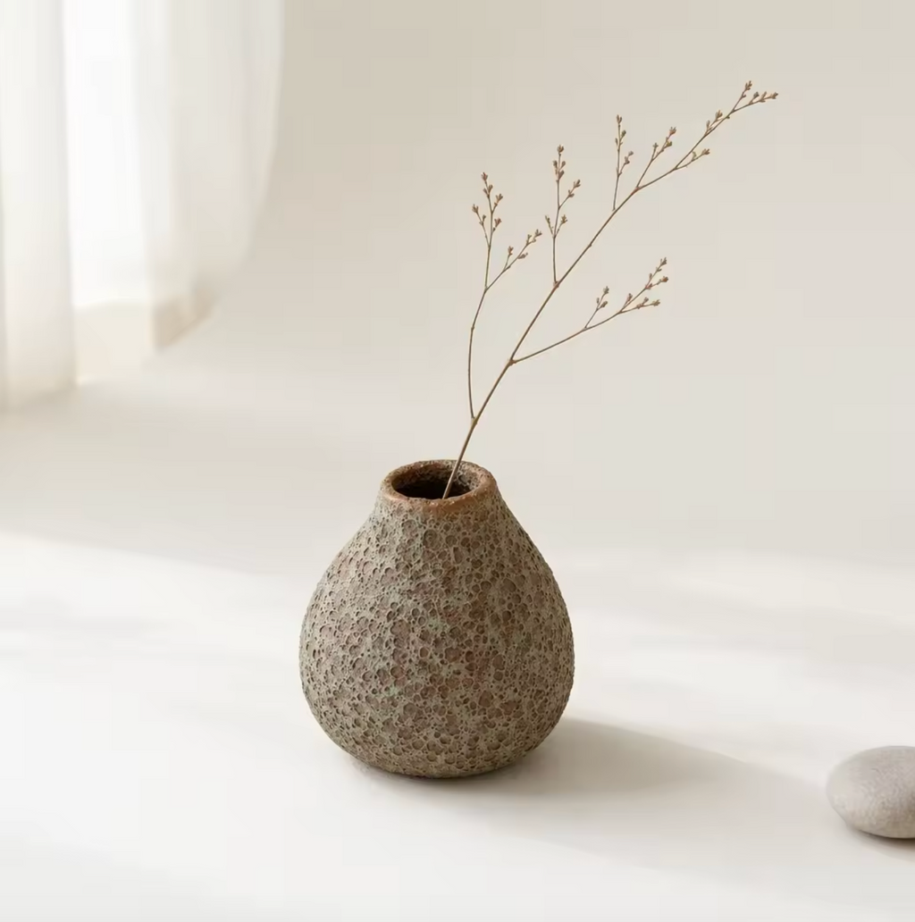 Nordic Wabi-Sabi Bubble Glaze Ceramic Vase