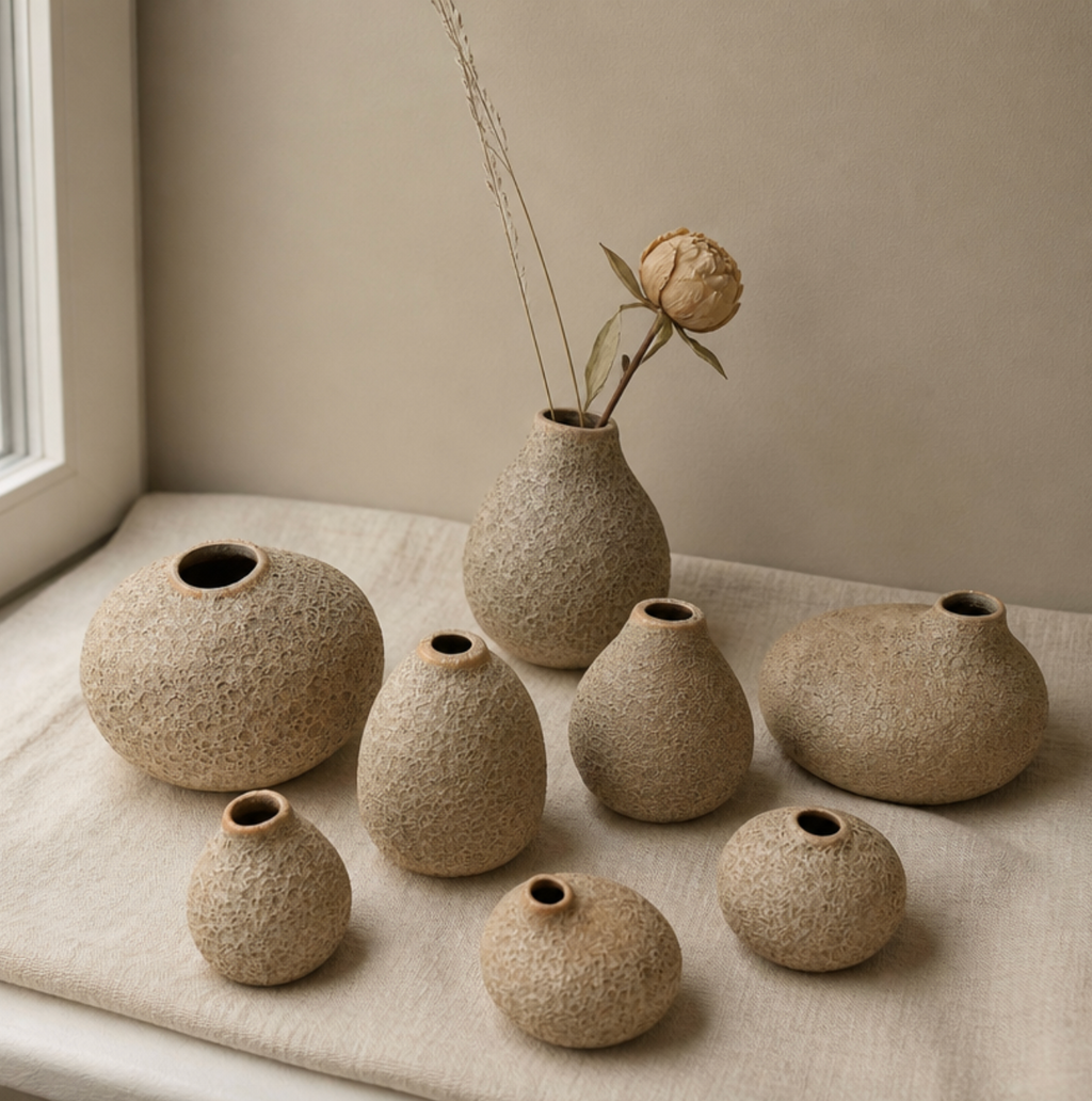 Nordic Wabi-Sabi Bubble Glaze Ceramic Vase