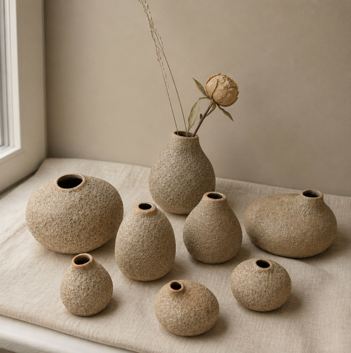Nordic Wabi-Sabi Bubble Glaze Ceramic Vase