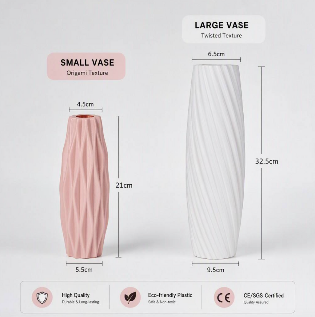 Modern Nordic White Twisted Texture Plastic Vase