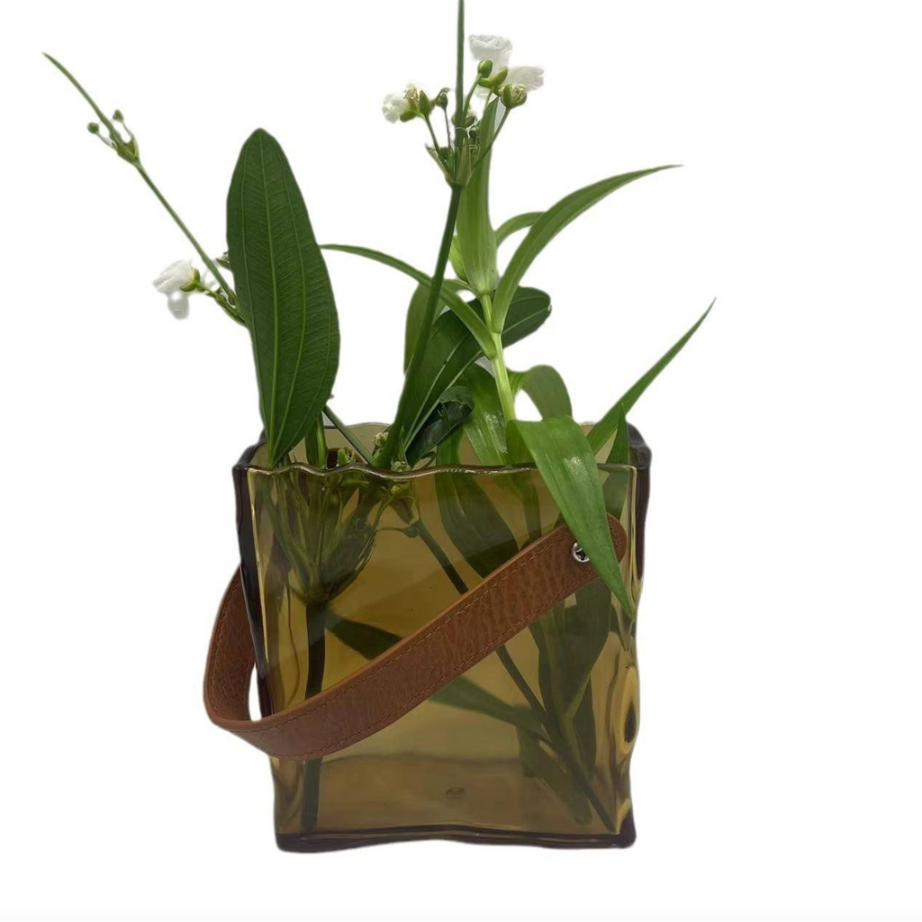 Handbag-Shaped Glass-Effect Vase