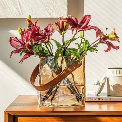 Handbag-Shaped Glass-Effect Vase