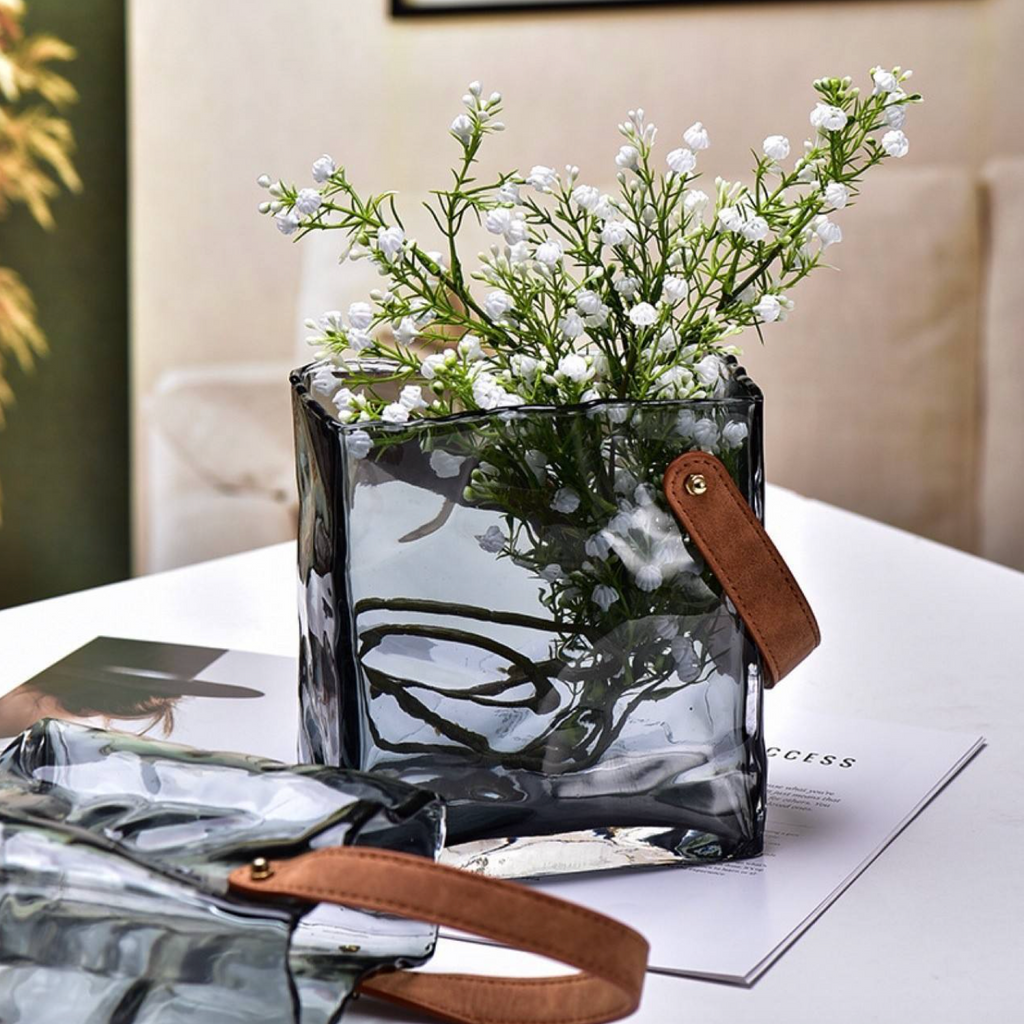 Handbag-Shaped Glass-Effect Vase