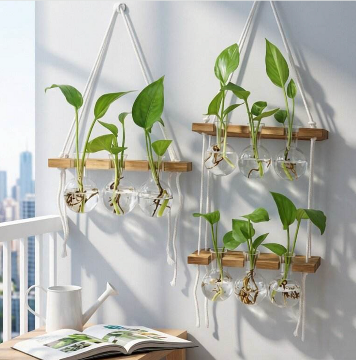 Double-Tier Hanging Glass Vase