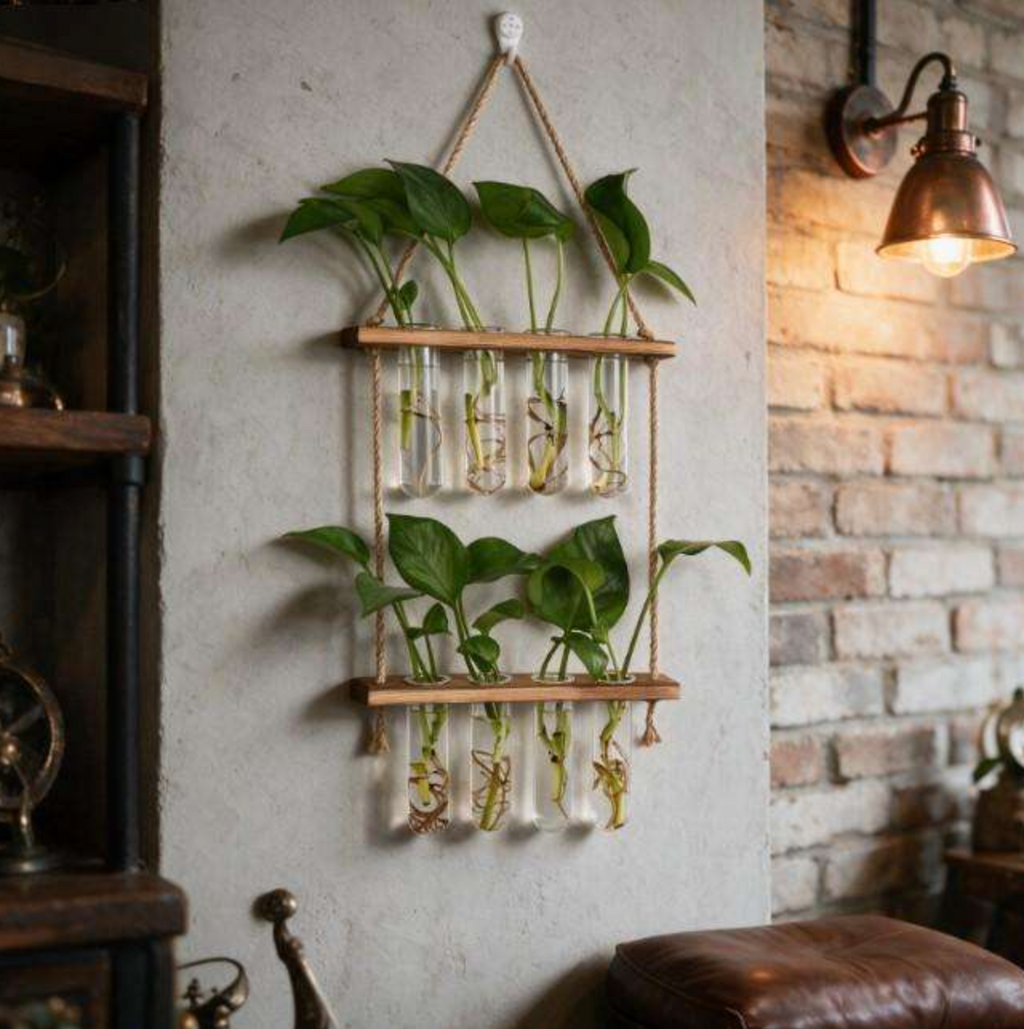 Double-Tier Hanging Glass Vase