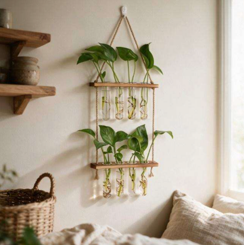 Double-Tier Hanging Glass Vase