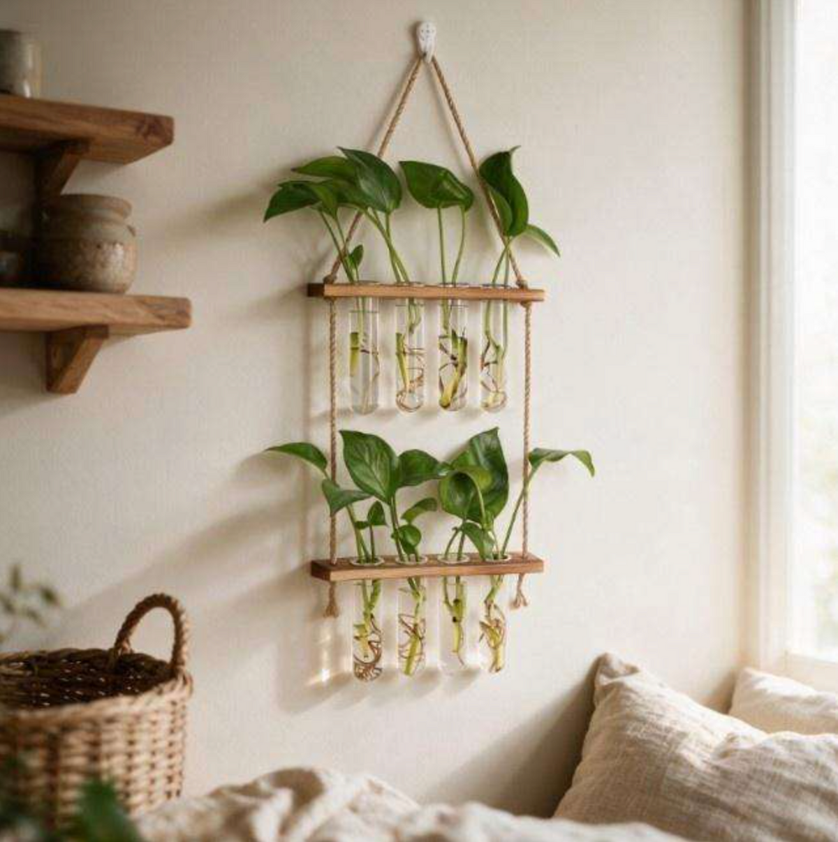 Double-Tier Hanging Glass Vase